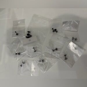 Black Stainless Steel Stud Earrings - Multiple Pairs